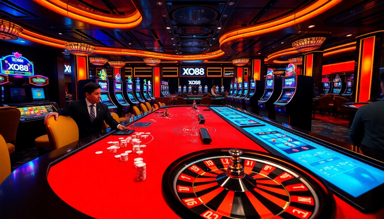 Experience thrilling gameplay at XO88 with professional dealers and vibrant casino ambiance.
