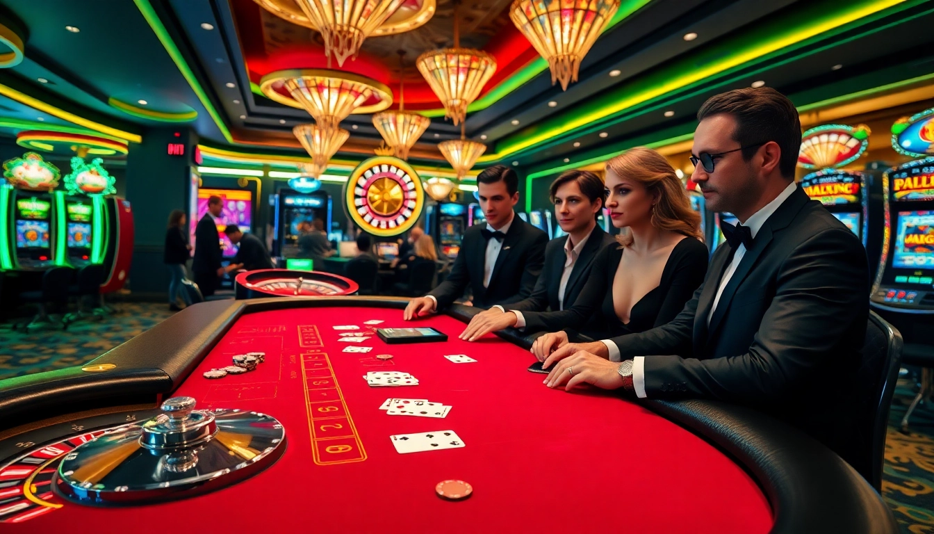 Gamblers enjoying a game at a casino table, showcasing the excitement of 88i gaming with cards and poker chips.