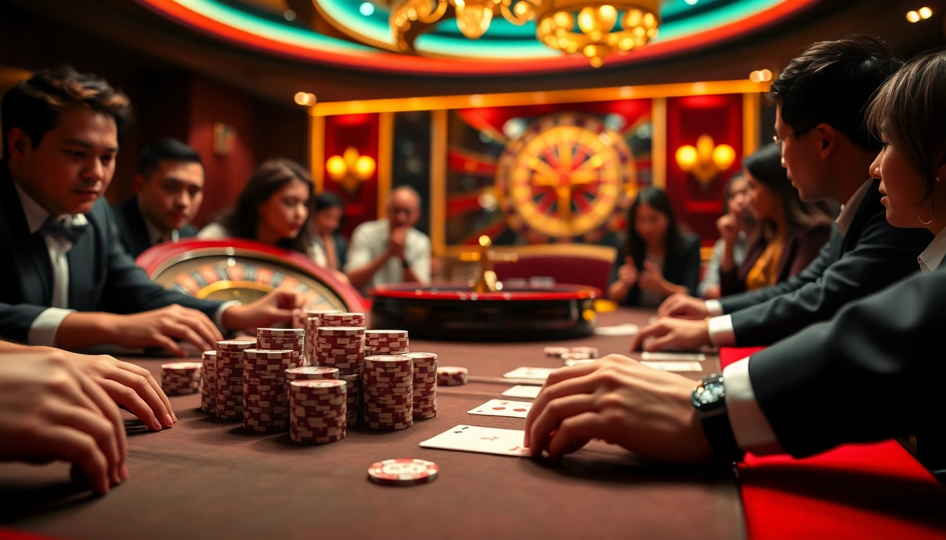 Experience the excitement of gameplay at https://xx88n.org/ with vibrant poker scenes showcasing chips and cards.