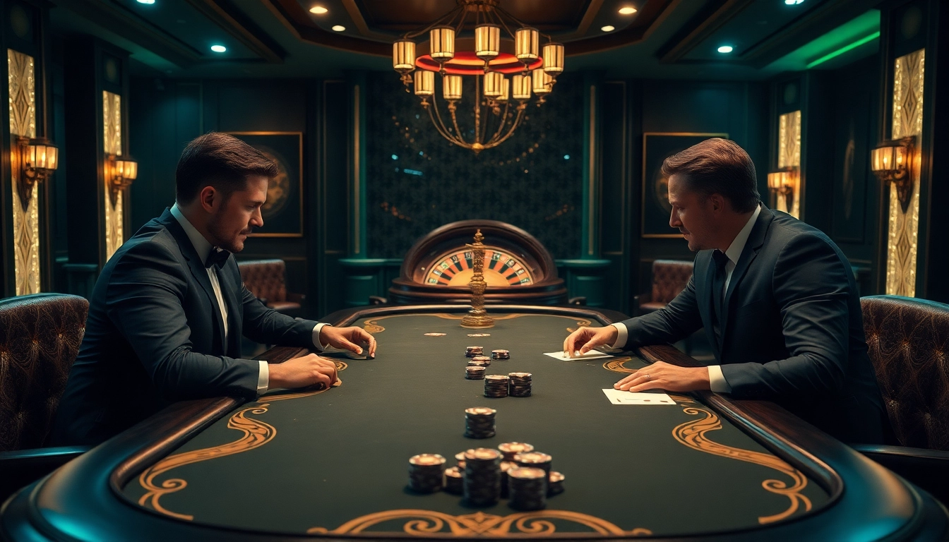 High-stakes poker scene at https://mk8th.net/, showcasing expert play, elegant décor, and engaging casino atmosphere.