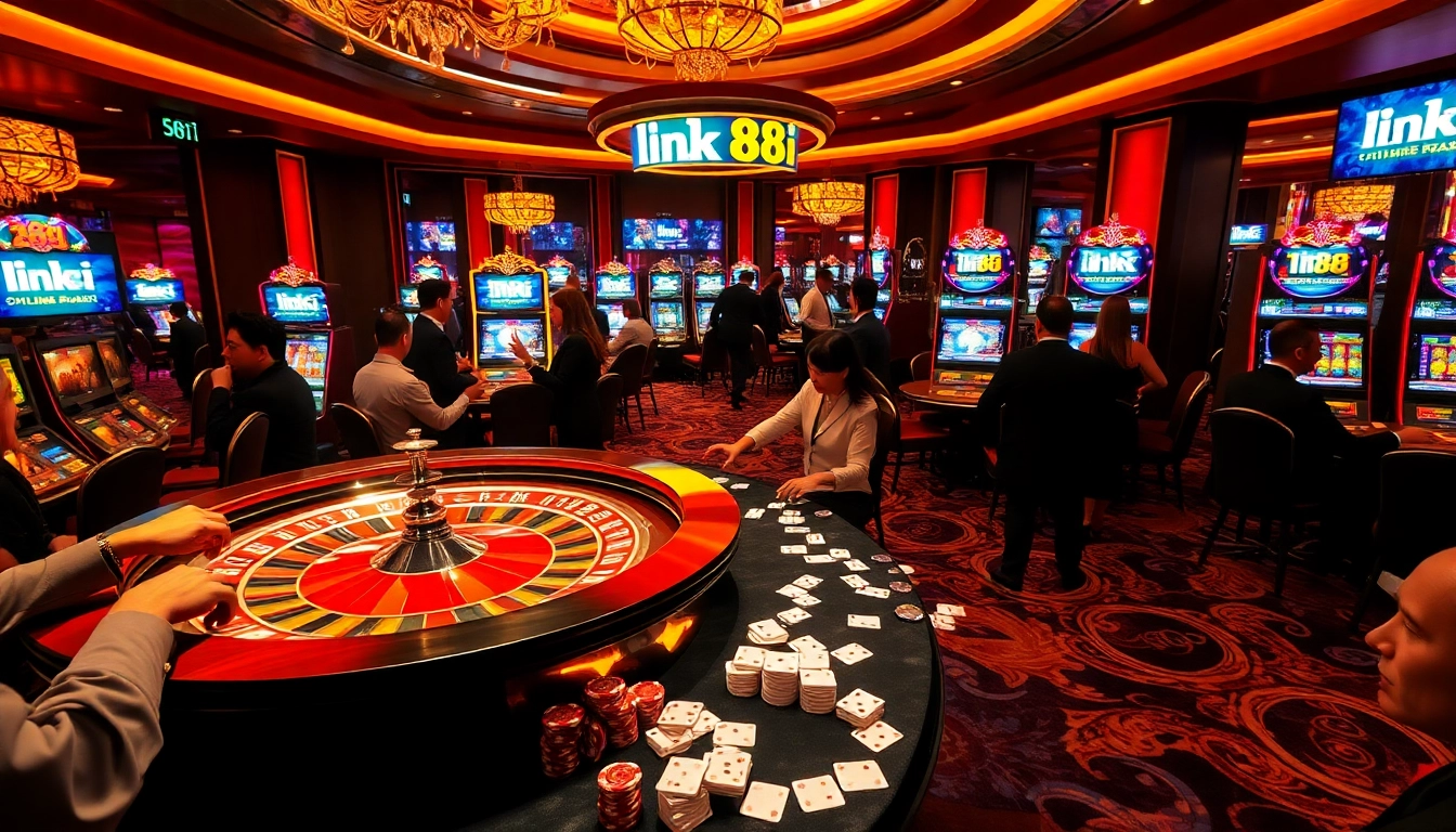 Engaging players trying their luck at link 88i casino games in a luxurious setting.