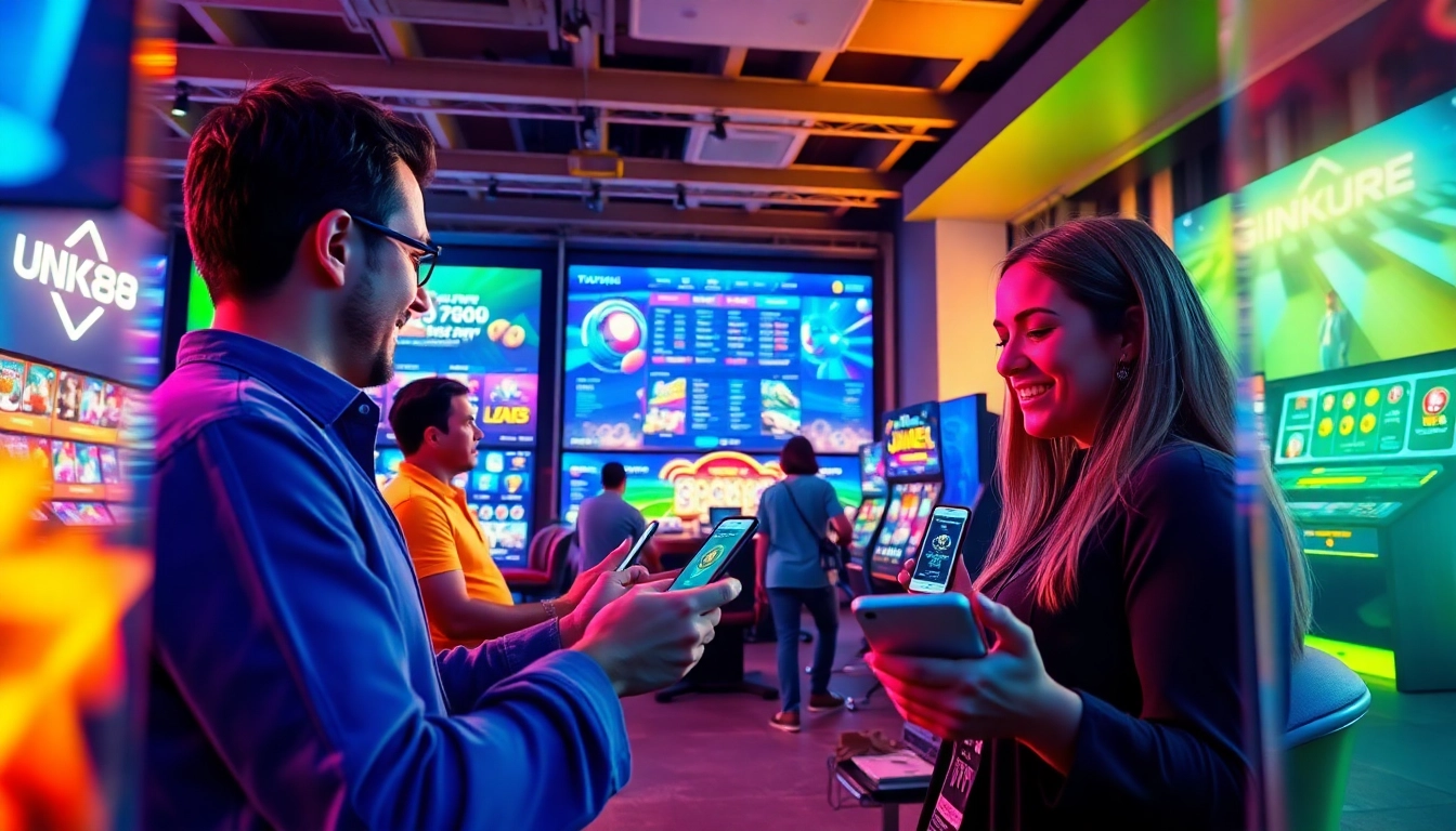 Players enjoying a thrilling online gaming experience at https://jun88pl.com/ showcasing sports betting and casino games.