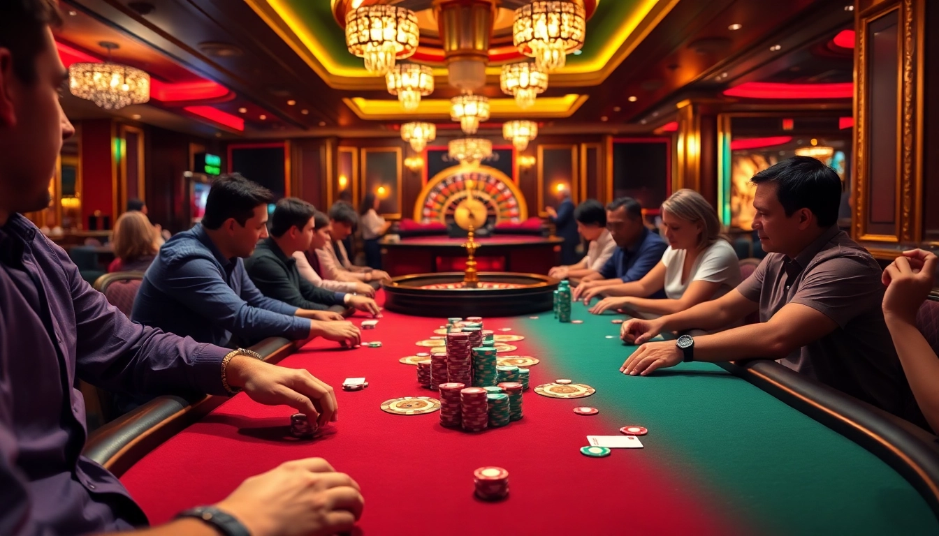 Experience thrilling poker action at RR88's luxurious casino scene filled with excitement and professional gaming.