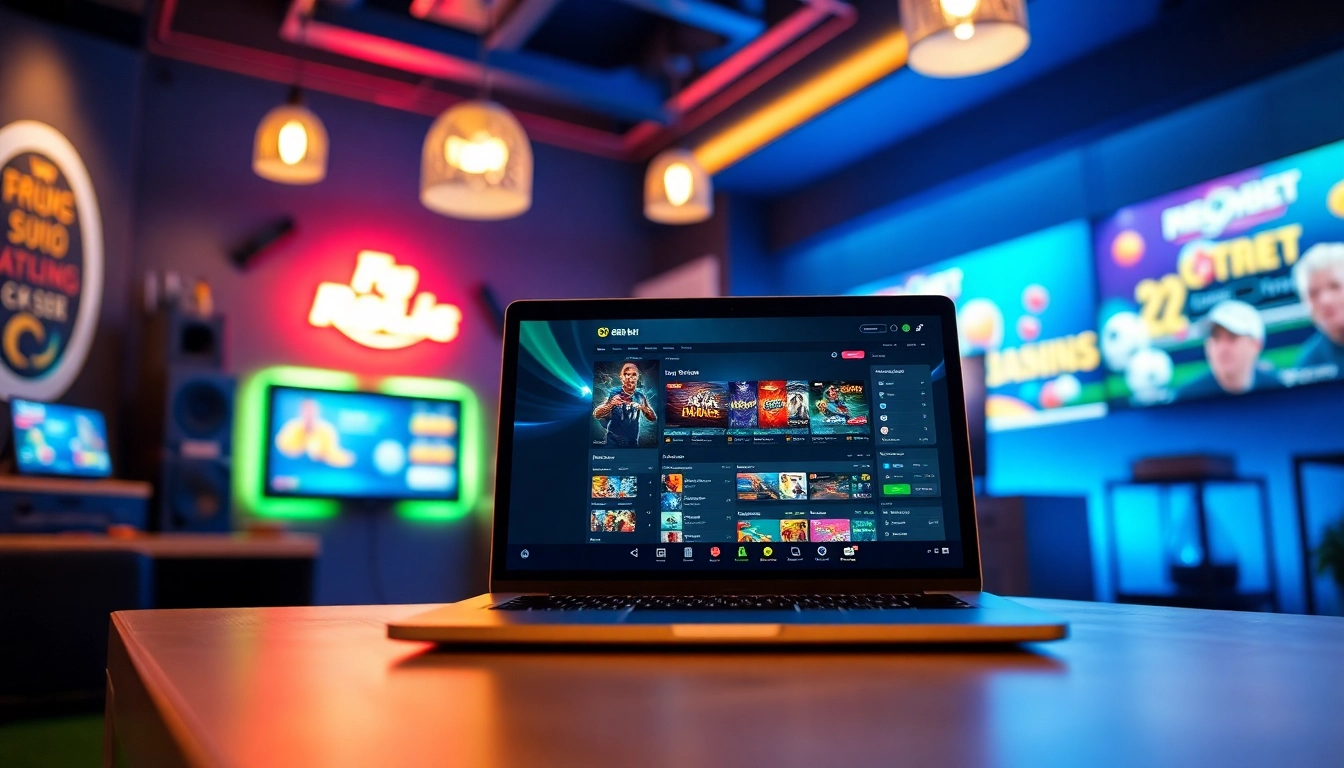 Explore the user-friendly interface of 888b.bet in a modern gaming room setting.