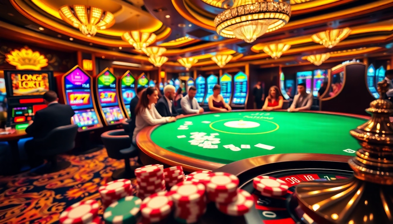Experience thrilling gameplay at https://go88.family/, featuring dice, poker chips, and a vibrant casino atmosphere.