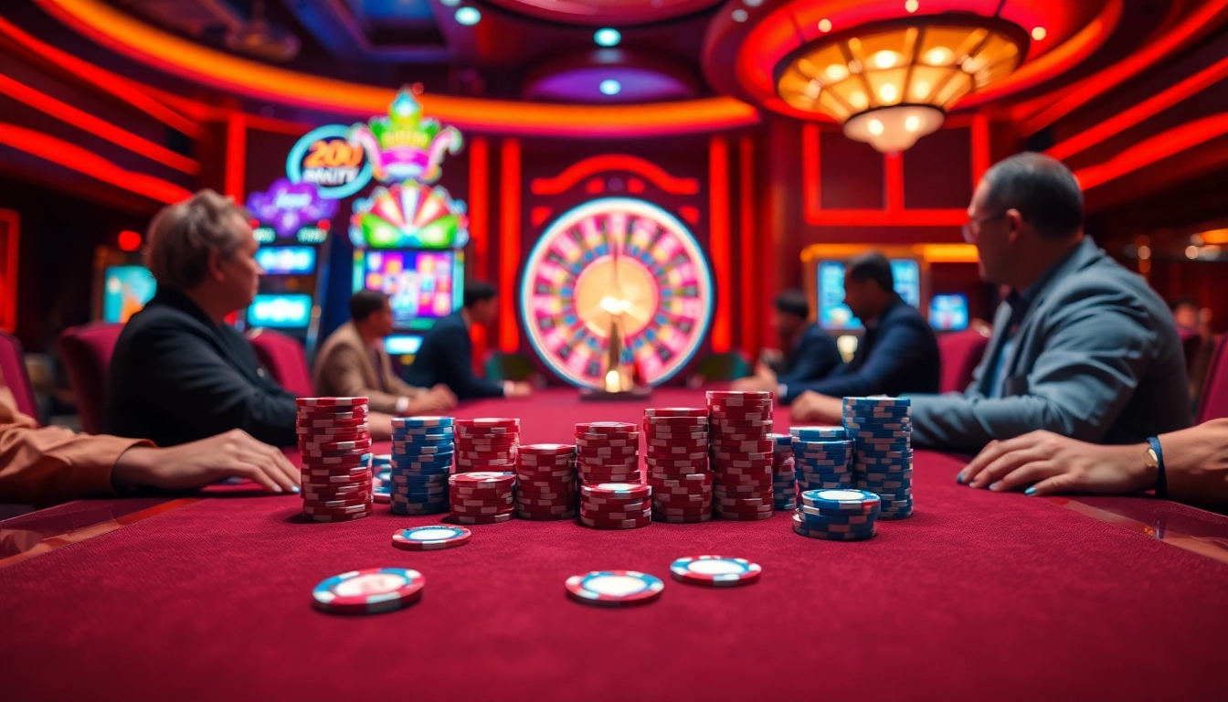 Experience thrilling action at tha bet casino with vibrant poker tables and colorful chips.