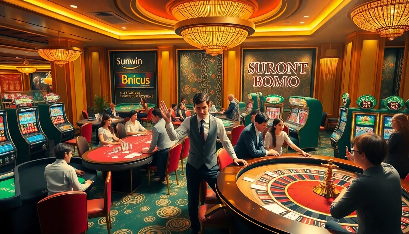 Sunwin casino players enjoying exciting games at a luxurious gambling table