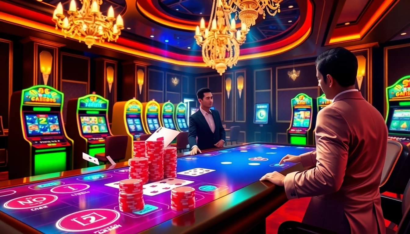 Engaging online gambling interface for rikvip nhà cái with vibrant casino elements
