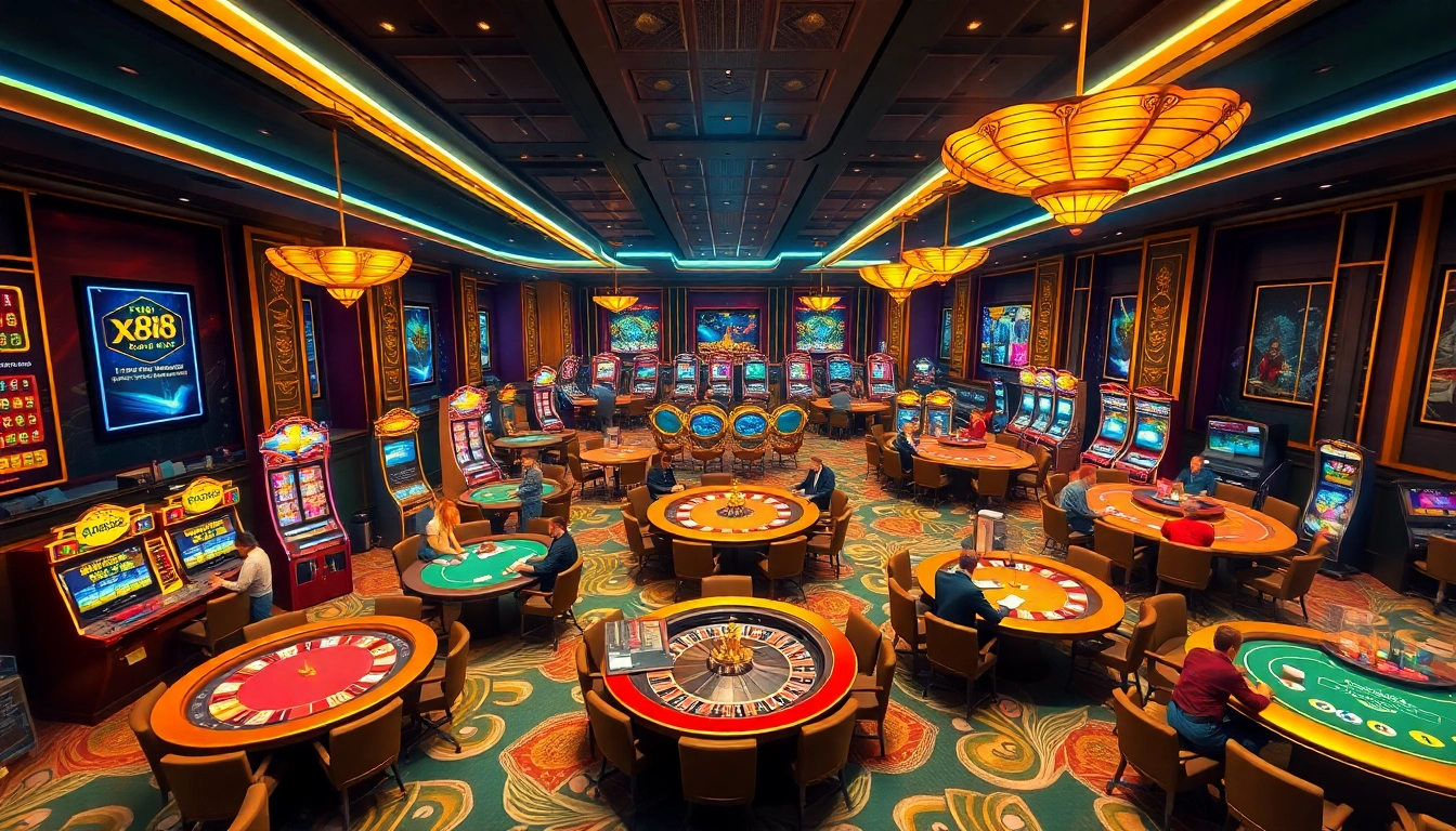 Experience thrilling gameplay at X88.com featuring vibrant casino tables and dynamic slot machines.
