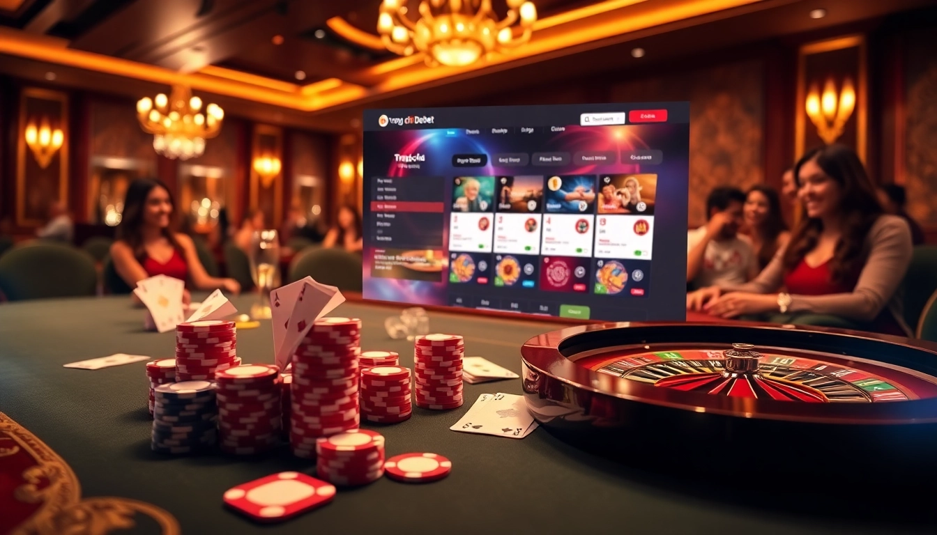 Experience the vibrant thrill of Trang chủ Debet showcasing luxurious casino gaming elements.