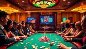Experience the excitement of LUCK88 slots at a lively casino gaming table.