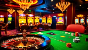Spin the winning roulette wheel at s8 casino, featuring vibrant poker chips and elegant design elements.
