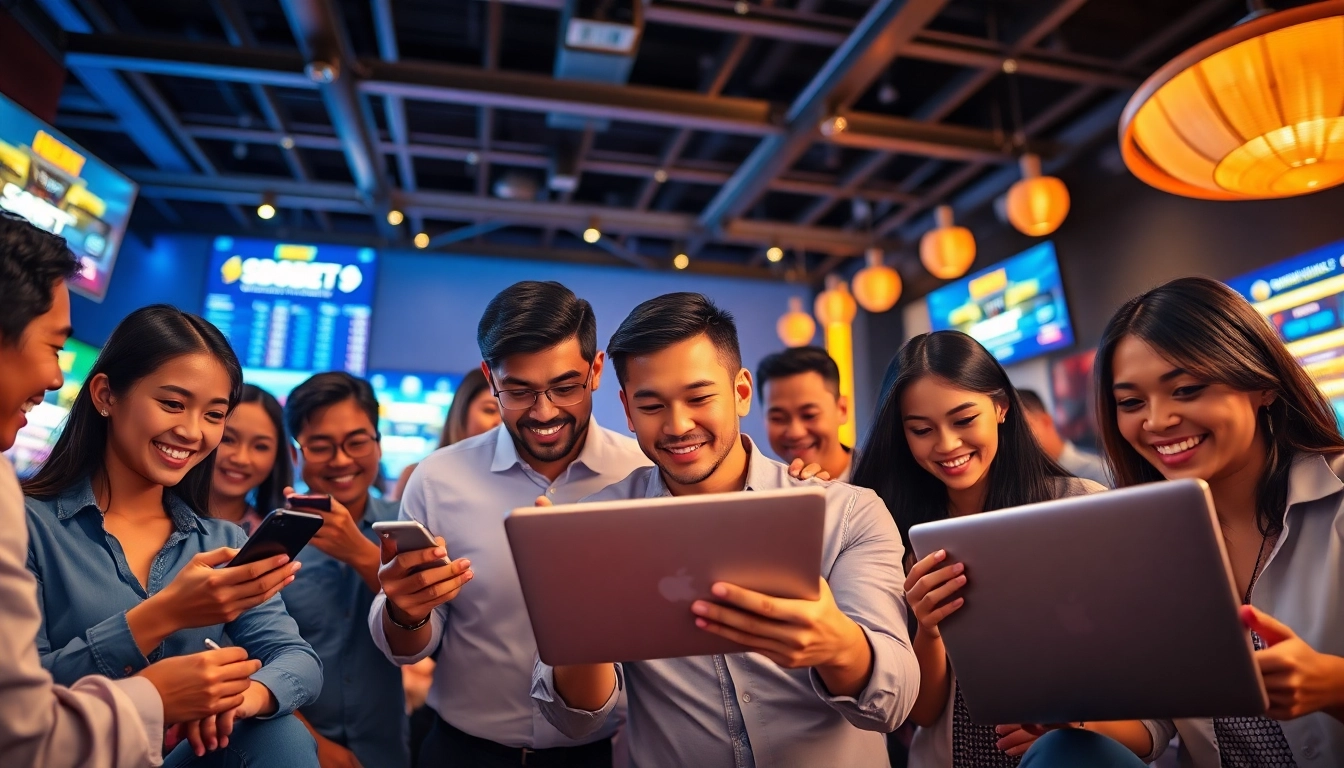 Engaging online betting experience at sbobet.dance with diverse gamers immersed in excitement.