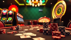 Experience the excitement of u888 with dynamic casino gaming featuring tables, chips, and vibrant slot machines.