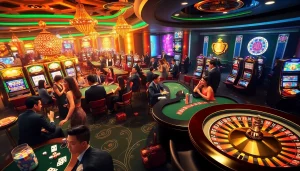 Dynamic gaming action at sao789 with players at a vibrant casino table full of excitement.