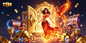Experience the excitement of TT88 with immersive 3D illustration showcasing stunning casino elements.