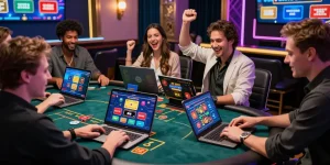 Engaging scene at credit card casinos showcasing players enjoying games from https://scoarch.org.uk/ with excitement and camaraderie.