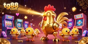 Engage with tg88 com and experience vibrant gaming adventures featuring a golden rooster robot.
