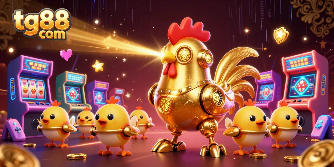 Engage with tg88 com and experience vibrant gaming adventures featuring a golden rooster robot.