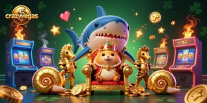 Experience the excitement of crazyvegas with a golden hamster king in an action-packed casino setting.