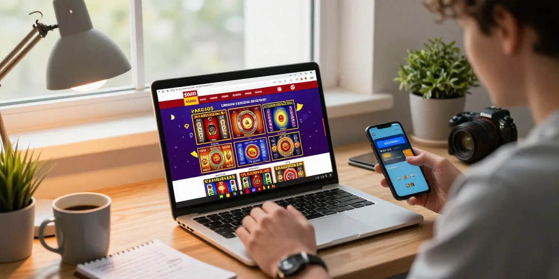 Player engaging with credit card casino site https://ccrm.org.uk/ showcasing slot games and promotions.